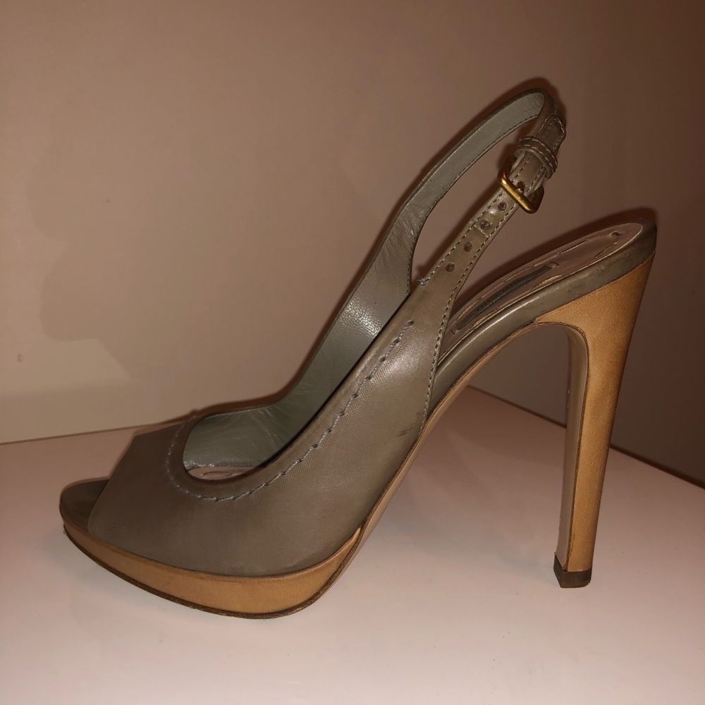 Miu Miu Slingback Taupe Leather Heels 37
